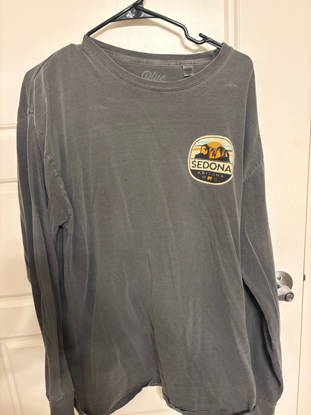 Sedona Arizona Long Sleeve Grey Tshirt - Sedona AZ Bell Rock Graphic Print Tee